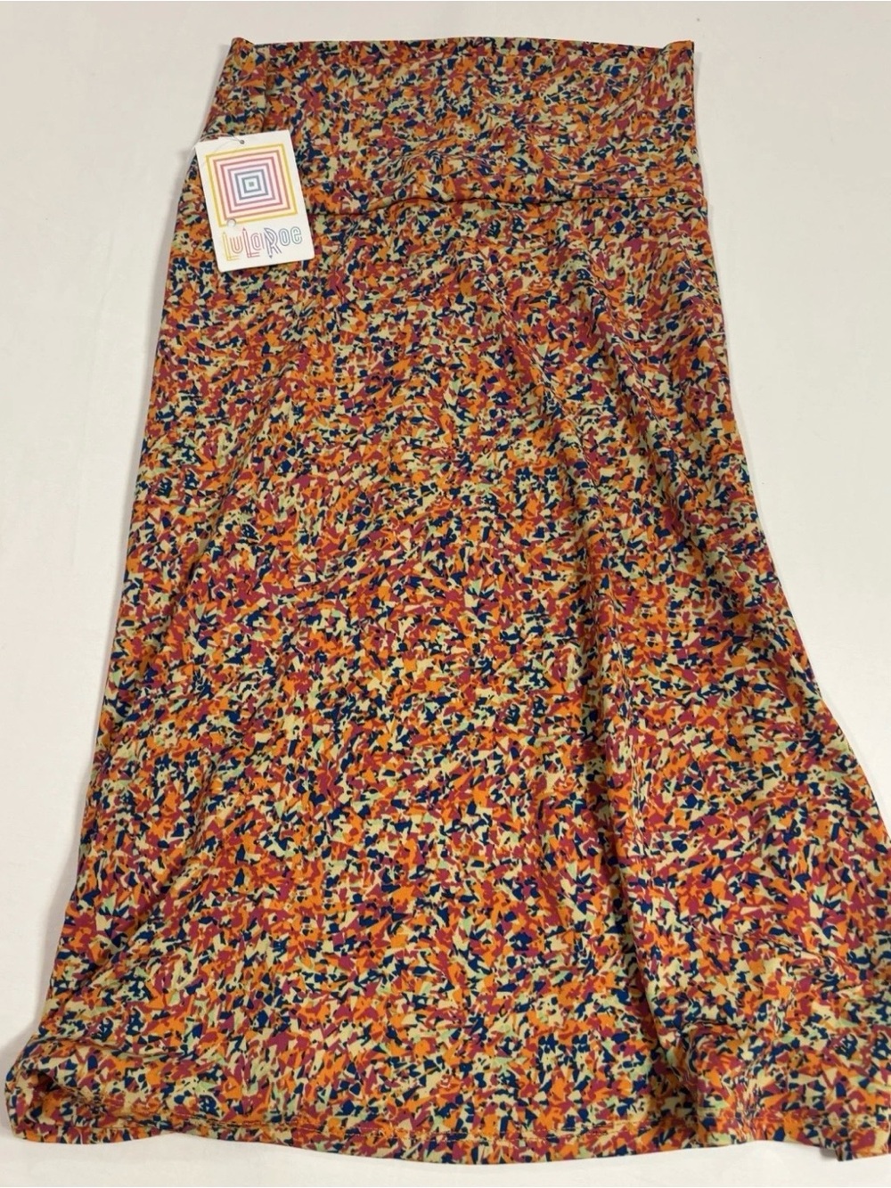 LuLaRoe Women's Orange Multi-Color Abstract Maxi Skirt
